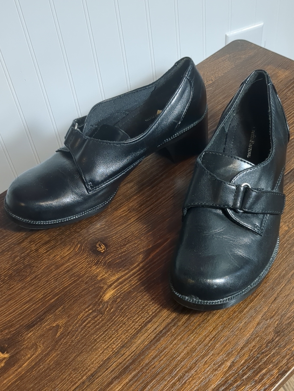 Croft & Barrow Celine Black Chunky Heeled Loafers Buckle Size 6 M Y2K Grunge
